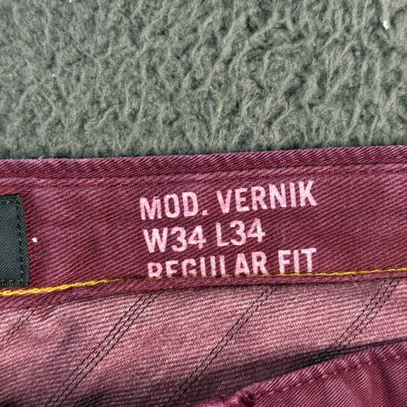 Marc O'Polo Pants Mens 34x34 Red Modern Vernik Slim Straight Fit Stretch Chinos - Picture 4 of 16